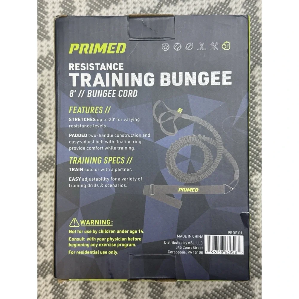 New Primed Resistance Training Bungee 8' Cord Train for Speed PRDF111 NIB
